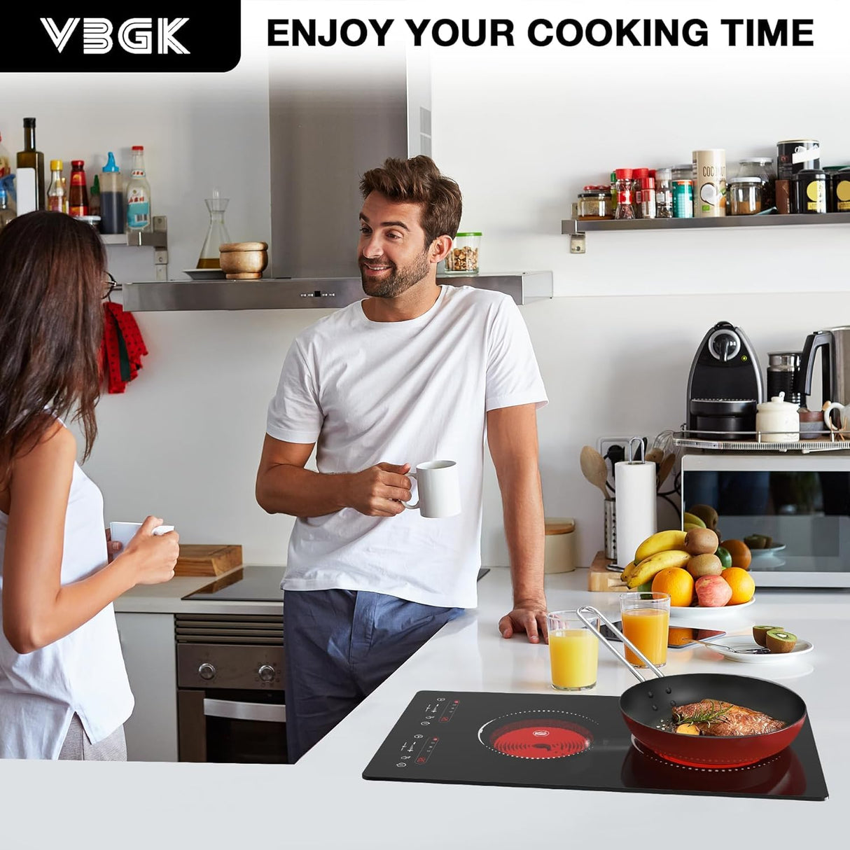 2100W Two Burner Electric Cooktop with Countertop and Built-in Design and 9 Power Levels