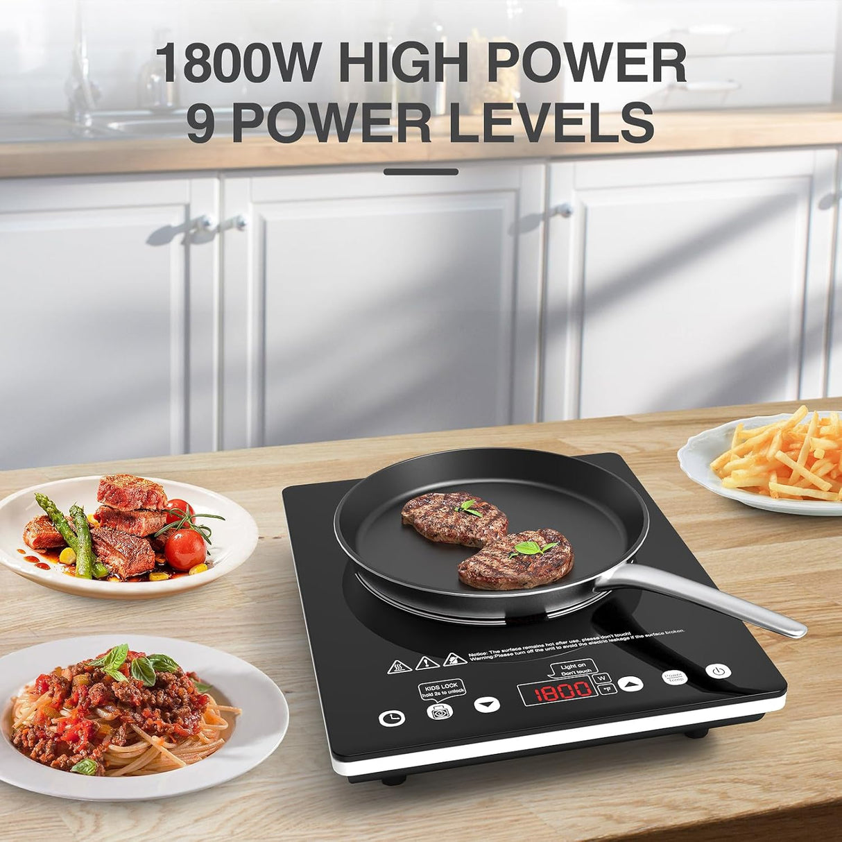 Plug In Single Burner Electric Cooktop 11 Inch 1800W Infrared Cooker