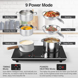 24 Inch Two Burner Induction Cooktop with 4000W Power and LCD Touch Screen for Control