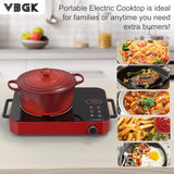 VBGK Single Burner Portable Electric Cooktop with two handle 12 Inch 1800W Infrared Cooker