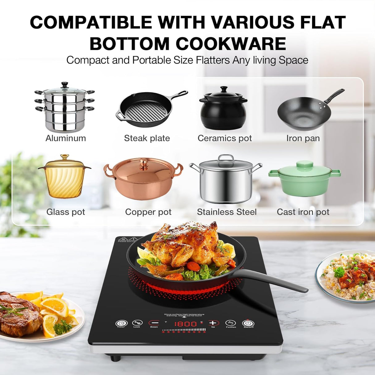 VBGK Single Burner Electric Cooktop 1800W 14 Inch