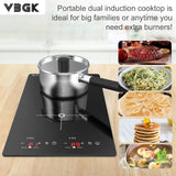 Two Burner Induction Cooktop - 12 Inch Portable Induction Cooktop with 2300W High Power, LED Touch Screen, and 9 Levels Settings