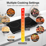 24 Inch Two Burner Induction Cooktop with 4000W Power and LCD Touch Screen for Control