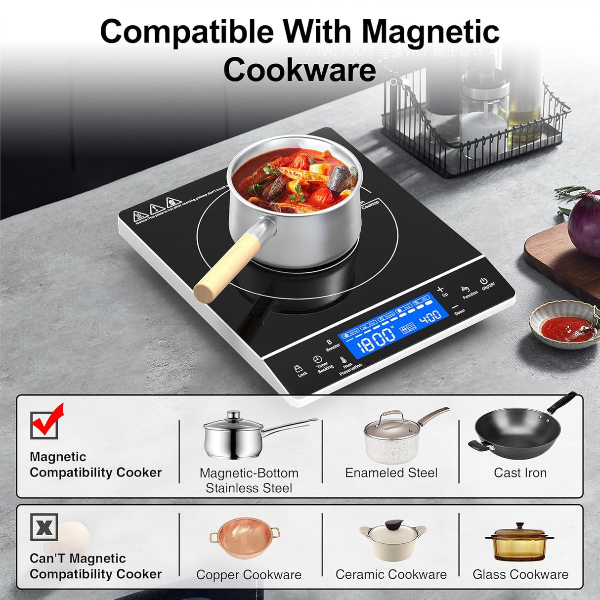 VBGK Single Burner Portable Induction Cooktop 1800W