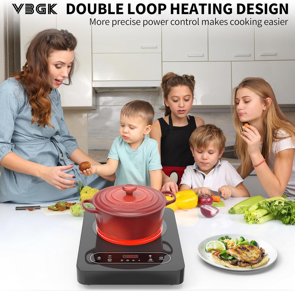 1800W Single Burner Electric Cooktop with LED Touch Control