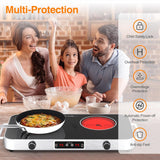 VBGK Two Burner Portable Electric Cooktop 12 Inch 2200W Infrared Cooker