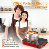 VBGK Single Burner Portable Electric Cooktop with two handle 12 Inch 1800W Infrared Cooker