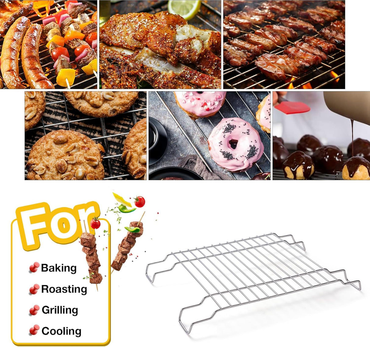 Cookie Cooling Racks for Baking - Grill Rack Baking Rack for Oven Cooking and Stainless Steel Wire Rack for Cooking