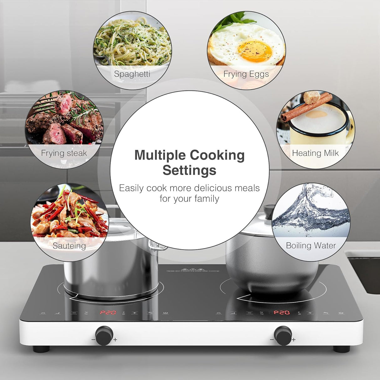 2 Burner Portable Induction Cooktop 12 Inch 2600W