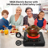 1800W Single Burner Portable Electric Cooktop with LED Touch Controls and Knob Controls