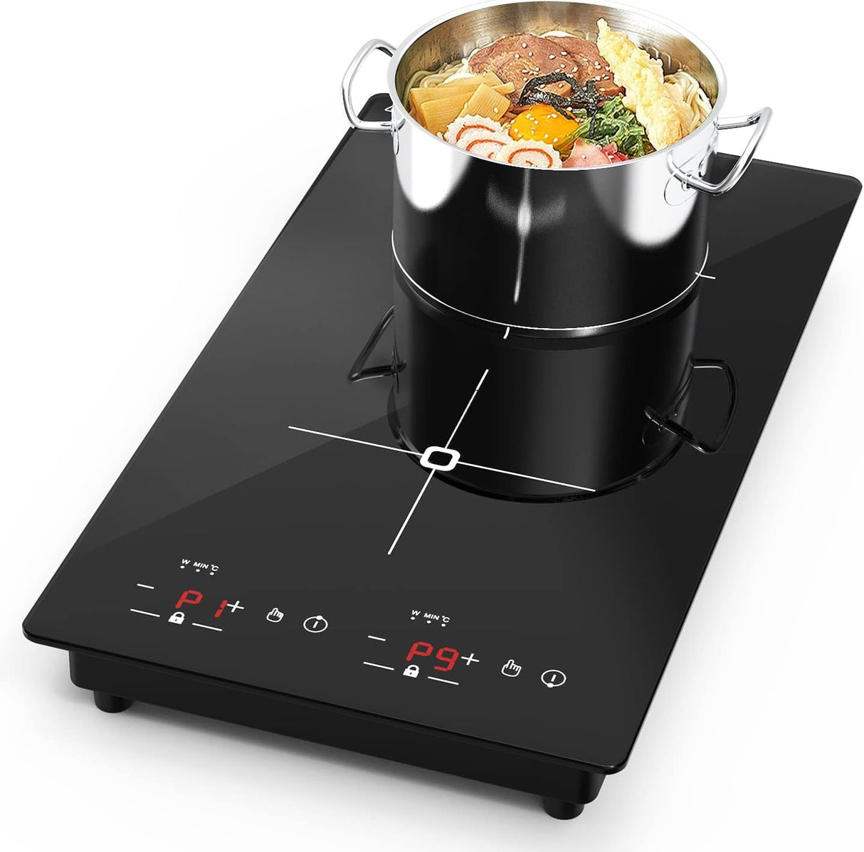 Two Burner Induction Cooktop - 12 Inch Portable Induction Cooktop with 2300W High Power, LED Touch Screen, and 9 Levels Settings