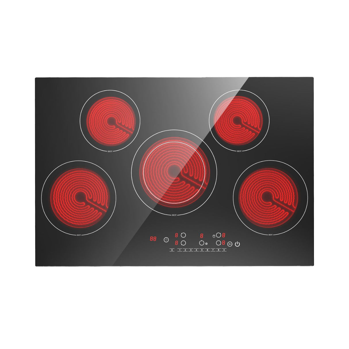 5 Burner Electric Cooktop 30 Inch 7600W Infrared Cooker for Family