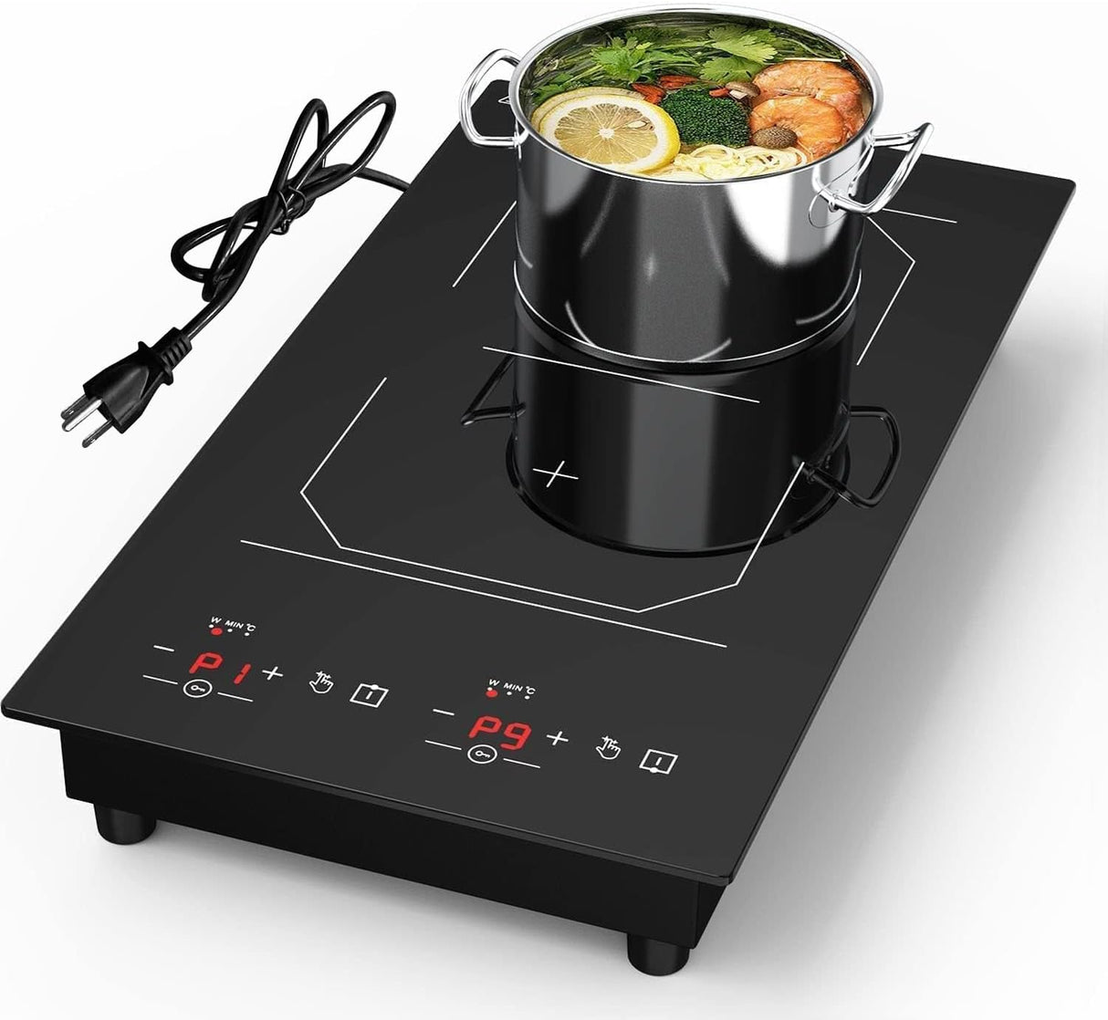 Plug in 2 Burner Portable Induction Cooktop 12 Inch 2300W Infrared Cooker