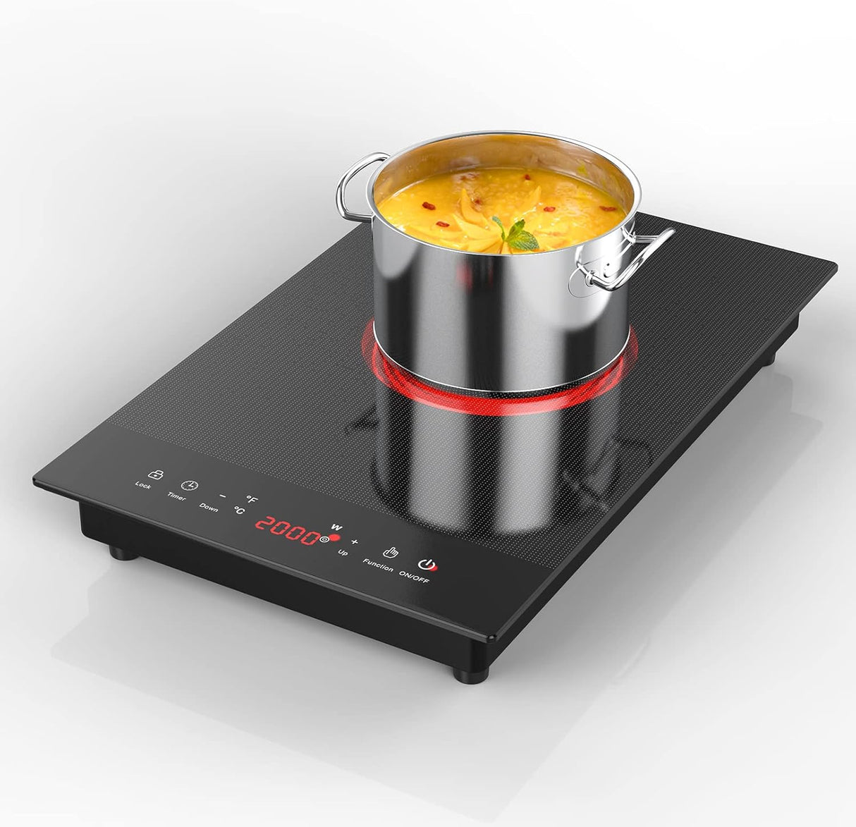 Plug Single Burner Portable Electric Cooktop 12 Inch 2000W Infrared Cooker