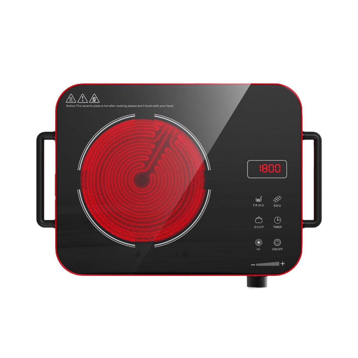 VBGK Single Burner Portable Electric Cooktop with two handle 12 Inch 1800W Infrared Cooker