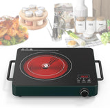 VBGK Single Burner Infrared Cooker - 12 Inch Portable Electric Cooktop with Handles and Touch and Knob Control