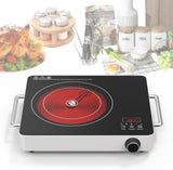 VBGK Single Burner Infrared Cooker - 12 Inch Portable Electric Cooktop with Handles and Touch and Knob Control