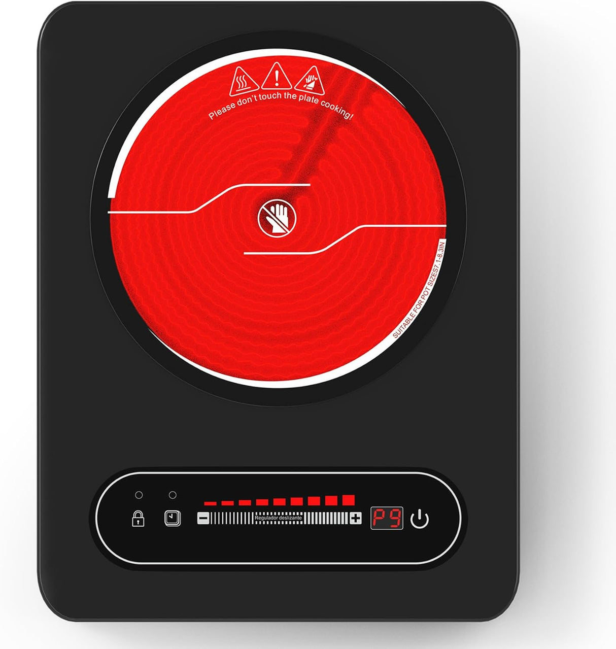 1800W Portable Single Burner Electric Cooktop with LED Touch Control and 9 Power Levels