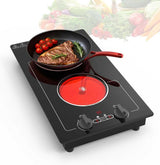 2100W Two Burner Electric Cooktop Knob Control and Touch Control