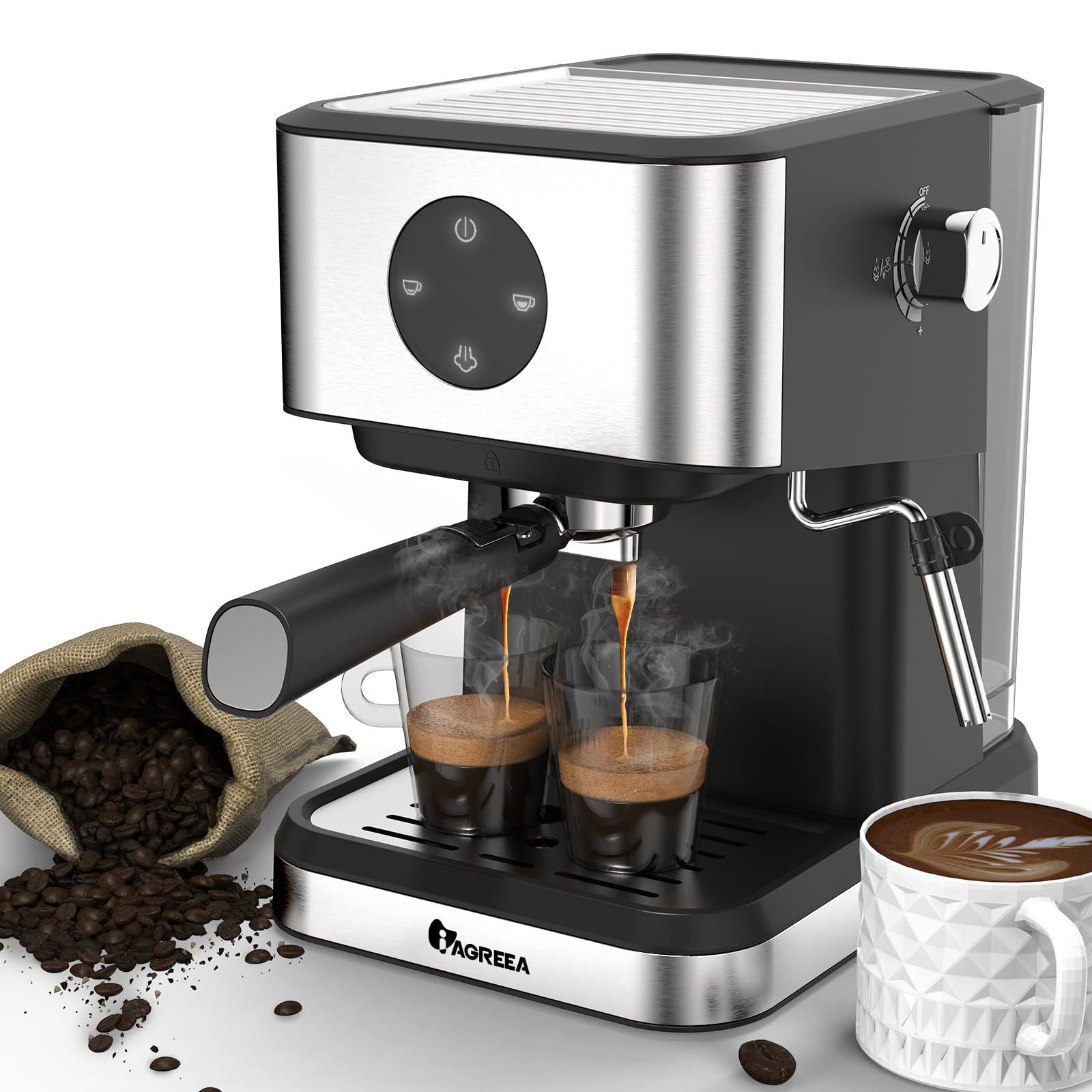 IAGREEA 全自動エスプレッソコーヒーマシン IAGREEA Espresso Coffee Machine 20 Bar High Pressure