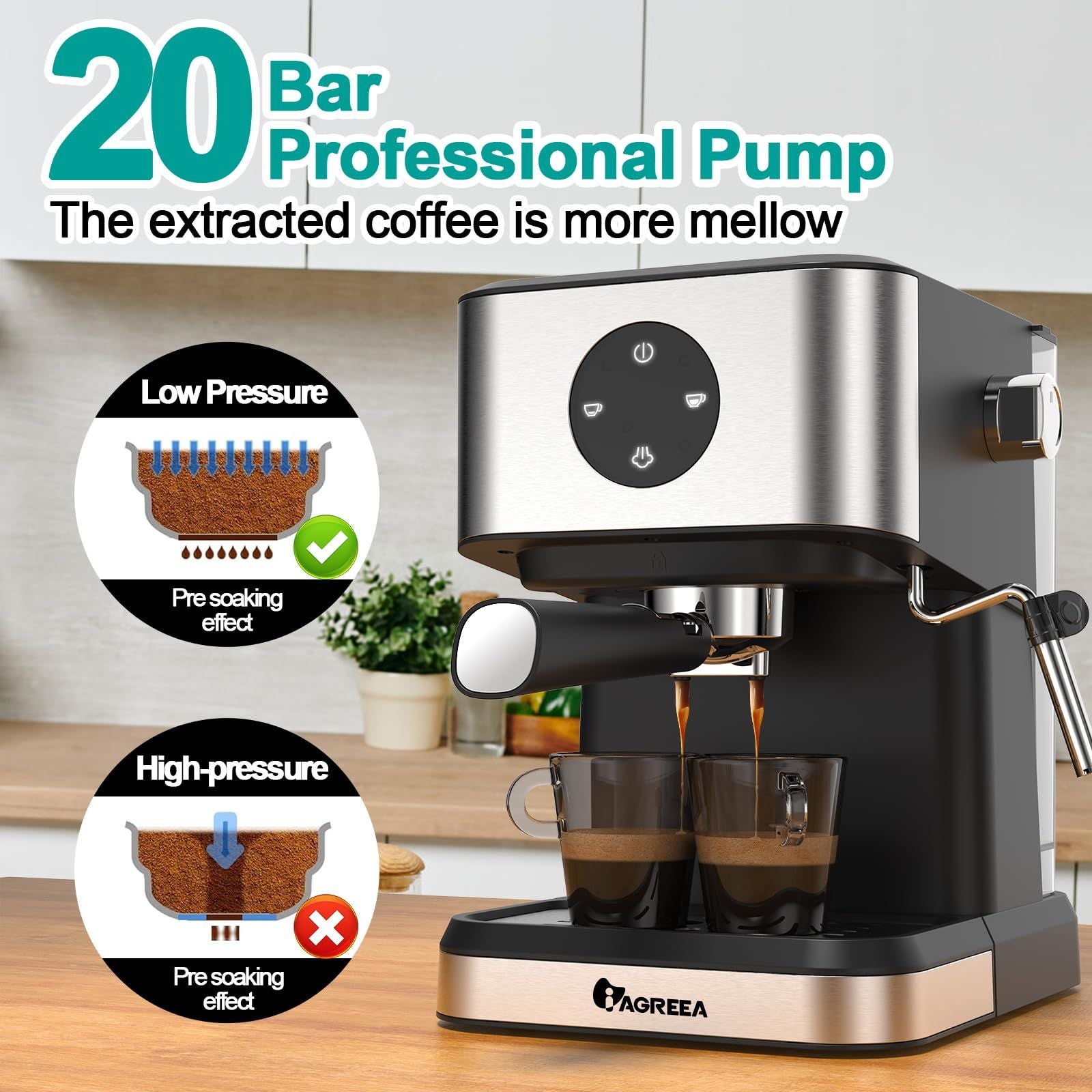 IAGREEA エスプレッソマシン コーヒーマシン Amazon.com: IAGREEA Espresso Machine 20 Bar, Professional