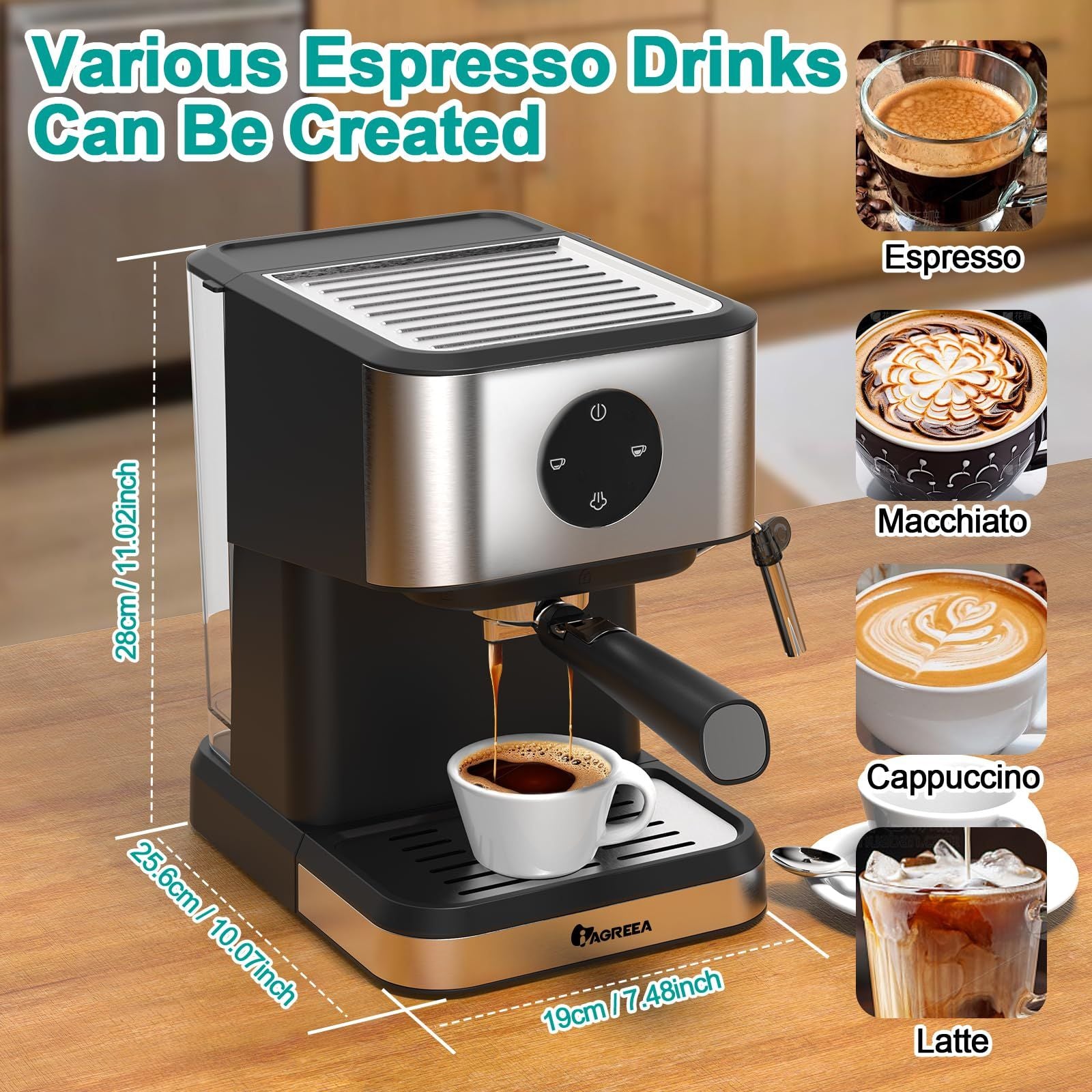 IAGREEA 全自動エスプレッソコーヒーマシン IAGREEA Espresso Coffee Machine 20 Bar High Pressure